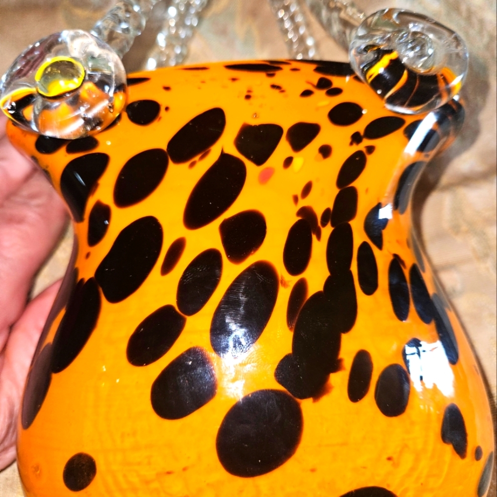 Orange and Black Glass Vase